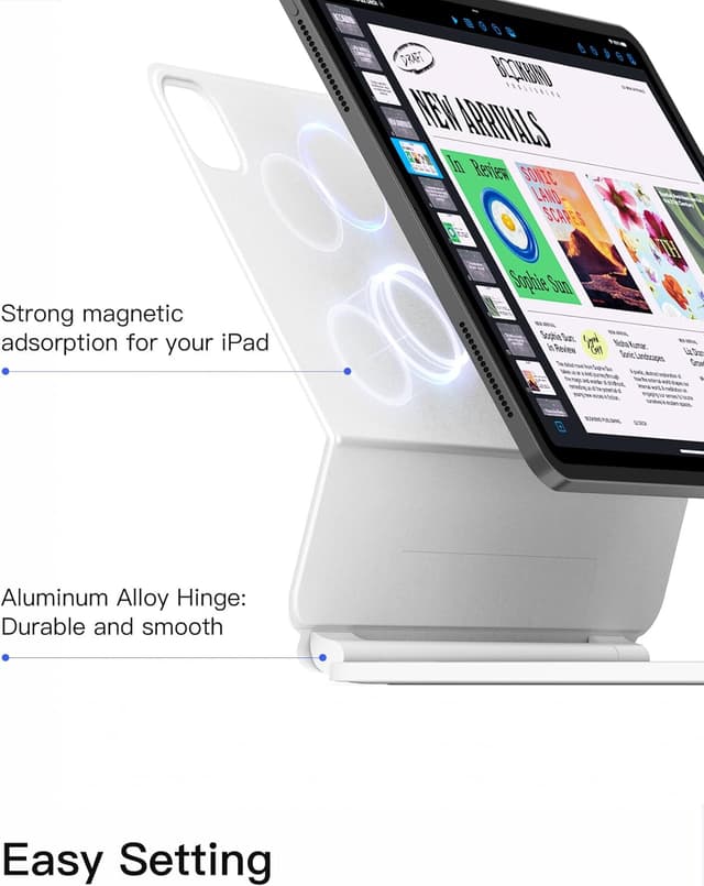 Detalle de Inateck iPad magnetic keyboard case 130° stand