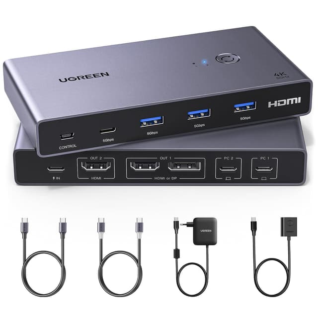 Imagen de UGREEN USB-C KVM Switch 2 PC 4K 60Hz en OfertitasTOP
