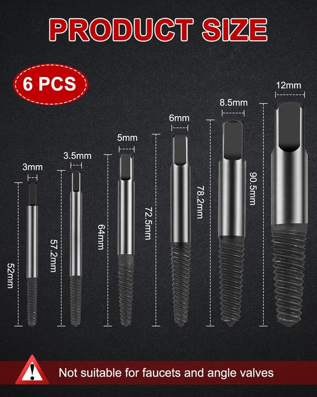 Detalle 2 de Damaged screw extractor set, 6 piece carbon steel