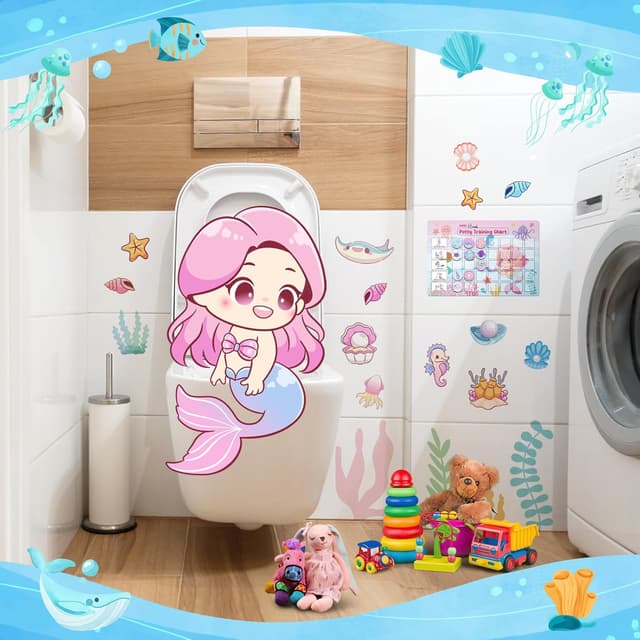 Detalle de GWHOLE Potty Training Reward Chart with 48 Reusable Magnetic Stickers (Mermaids theme) for Toddler Girls