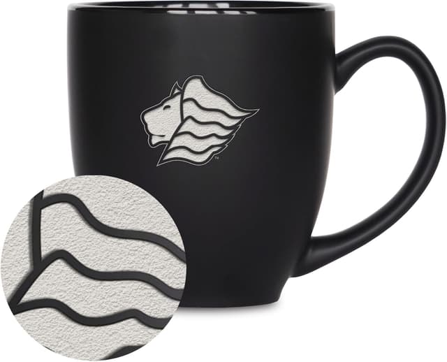 Thumbnail 6 de Rico Industries NCAA Standard 15oz Laser Engraved Matte Black Ceramic Bistro Mug