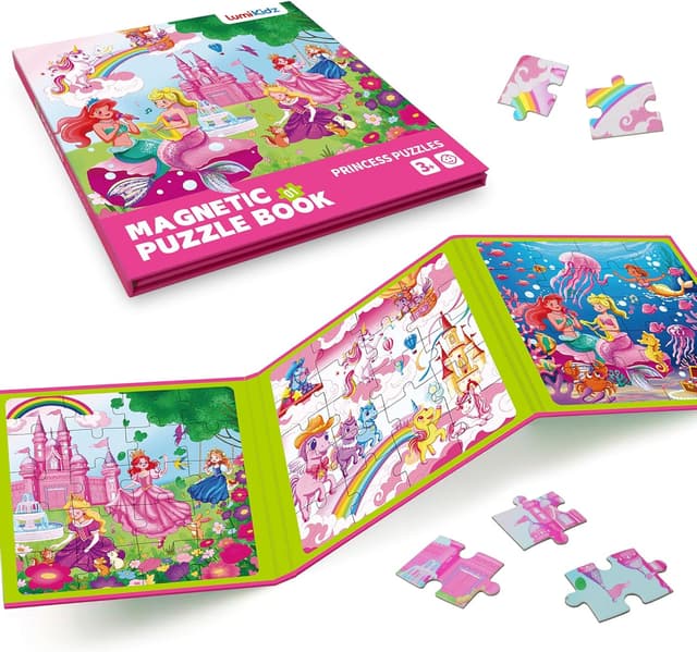 Detalle de Lumikidz Magnetic Unicorn Mermaid Princess Puzzle (20-Piece Travel Puzzle) for Girls Ages 3–6