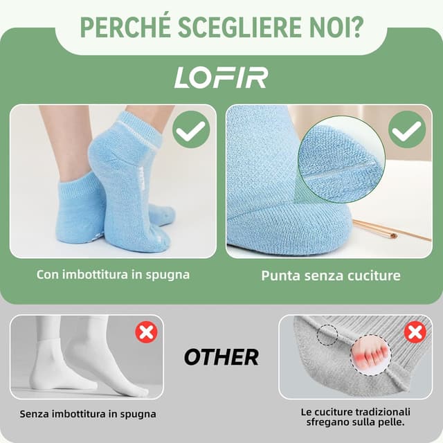 Detalle de LOFIR calzini donna antiscivolo in fibra di bambù per diabetici, senza elastico e senza cuciture (6 paia)