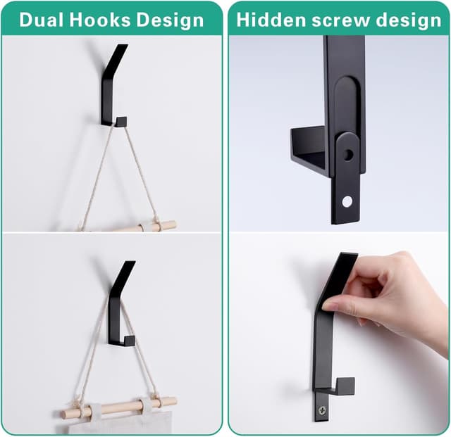 Thumbnail 3 de Kssvzz Kleiderhaken Wand 6 Stück Schwarz