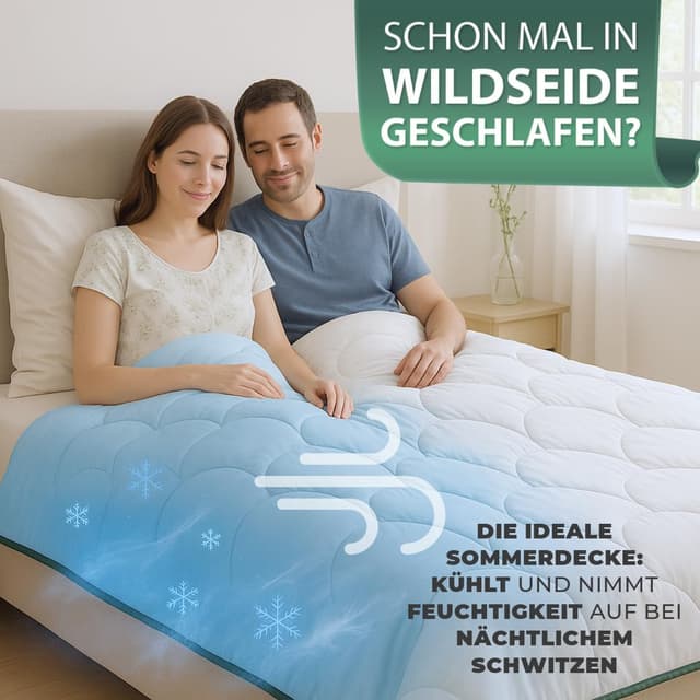 Detalle 2 de Welldora Sommerdecke 200x200 leicht mit 100% kühlender Wildseide