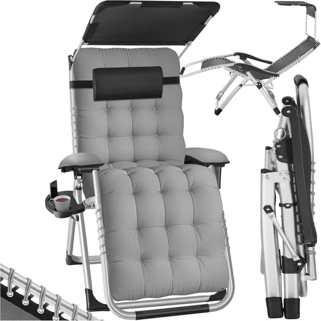 Detalle de tectake Silla tumbona plegable gris 1