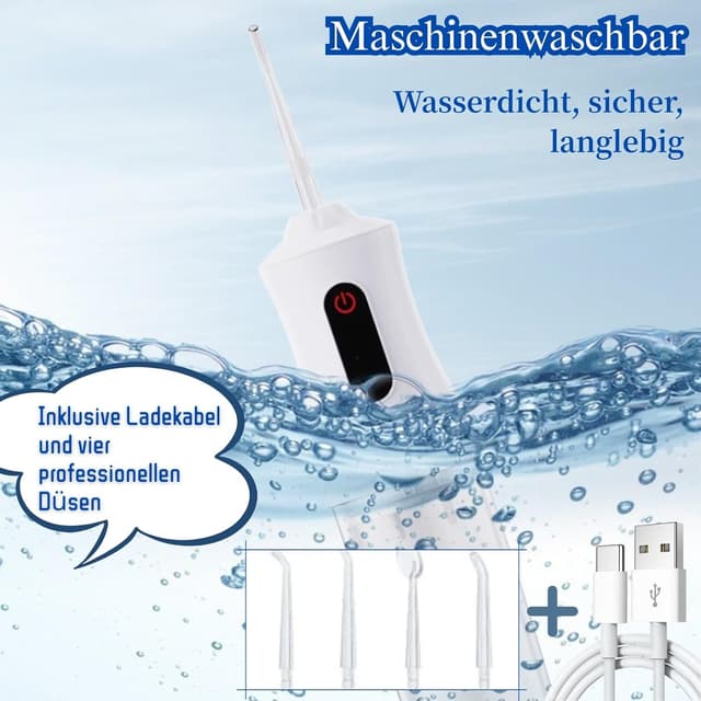 Thumbnail 6 de Kabellose Munddusche wasserdicht Munddusche Kabellos Wasserdicht mit 4 Düsen und USB-Ladekabel