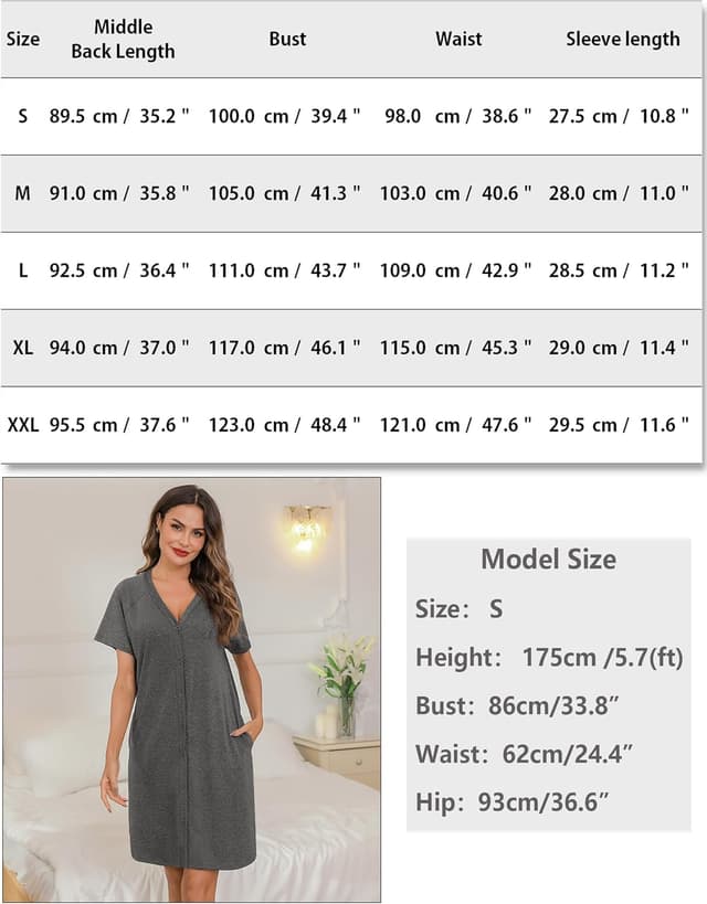 Thumbnail 5 de iClosam Nachthemd Damen Kurzarm 95% Baumwolle