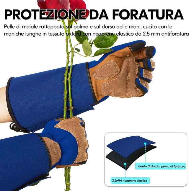 Thumbnail 4 de Guanti da giardinaggio Vgo… lunghi antispine con touchscreen per potatura e orto