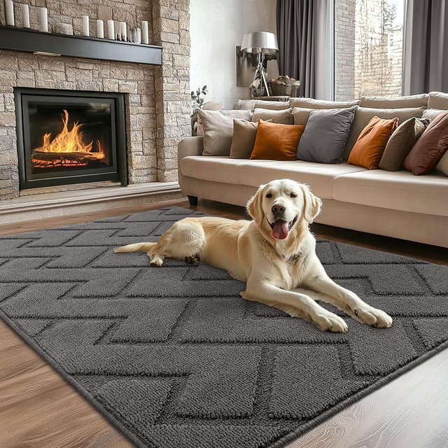 Detalle de Biscpro Door Mat 60x90cm (Indoor/Outdoor) – Washable Non-slip Dirt Trapper in Dark Grey