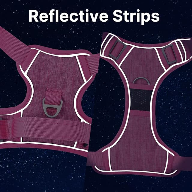 Detalle de Belababy Medium Dog Harness (Anti-Pull) with Soft Padded Handle and Reflective Strips, Rose M