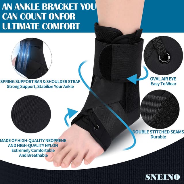 Thumbnail 6 de SNEINO Lace-Up Ankle Brace (Medium) for Sprained Ankle, Achilles & Tendon Support