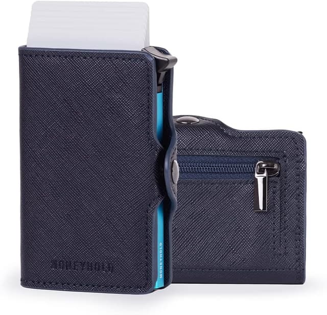 Detalle de Moneyhold portafoglio uomo slim con protezione RFID, porta carte e portamonete (fino a 10 tessere)