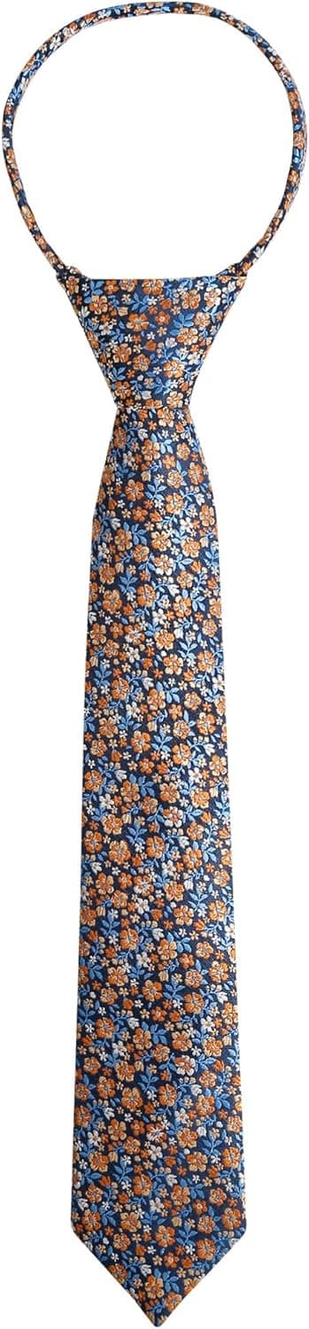 Detalle de Alizeal Boys 7cm Floral Pre-Tied Necktie (13-inch length) – Elastic adjustable for graduation, school and weddings