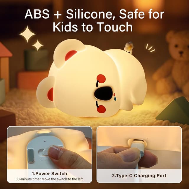 Thumbnail 6 de AmmToo Koala Nachtlicht mit Timer, dimmbar und USB-Ladekabel – Silikon für Kinderzimmer