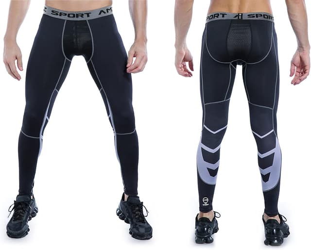 Detalle 2 de AMZSPORT Pantaloni a compressione uomo leggins da palestra