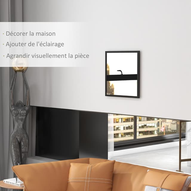 Detalle de HOMCOM Miroir Mural carré 50x50 cm