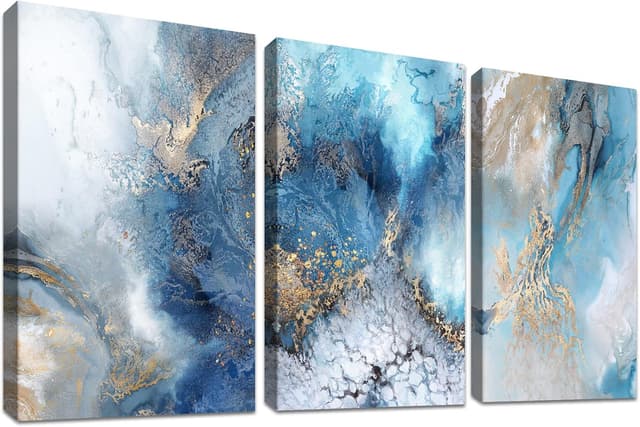 Detalle de 3er Set Leinwandbilder Blau 120x60 cm