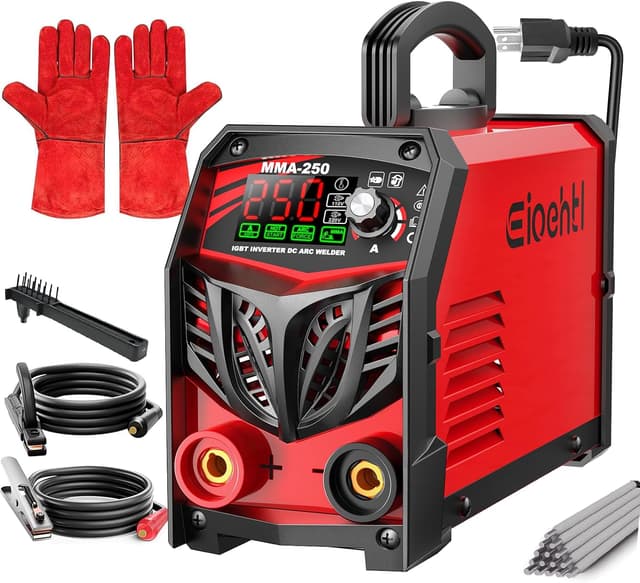 Detalle de Eioehtl 250Amp Dual Voltage Stick Welder (110V/220V) with LED ARC Display, IGBT Inverter Kit