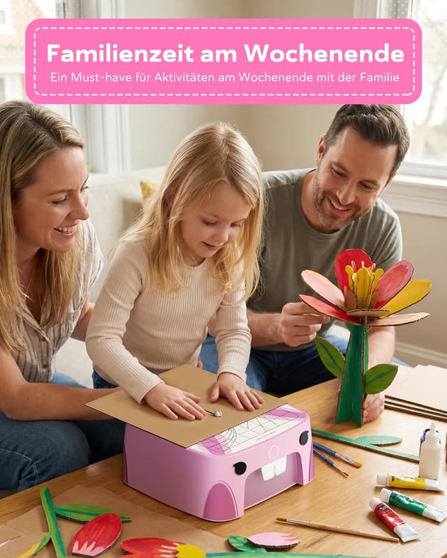 Detalle de BEAVERBOT Kartonschneider Kinder-Spielzeug ab 3 Jahren (Pink) – klingenlose DIY-Werkzeug für STEM & STEM/STEAM