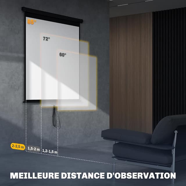 Detalle 1 de HOMCOM Écran de projection 85 pouces 4K