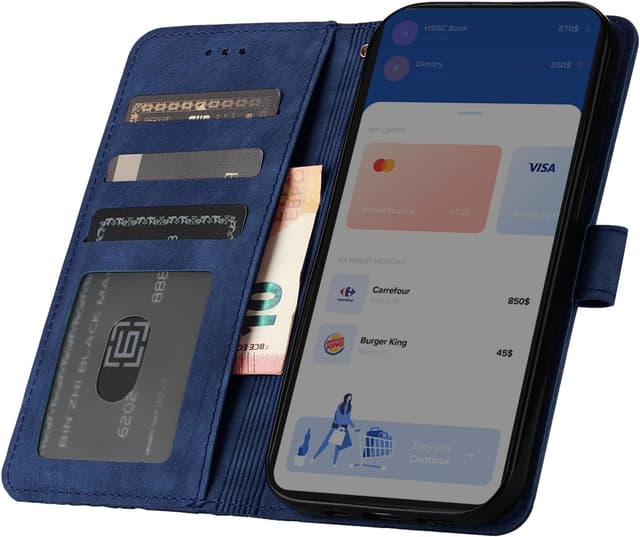 Detalle 2 de CXTCASE Handyhülle für Xiaomi Poco X7 Pro – Flip Case mit Magnetverschluss, PU/TPU und Kartenfächern (blau)