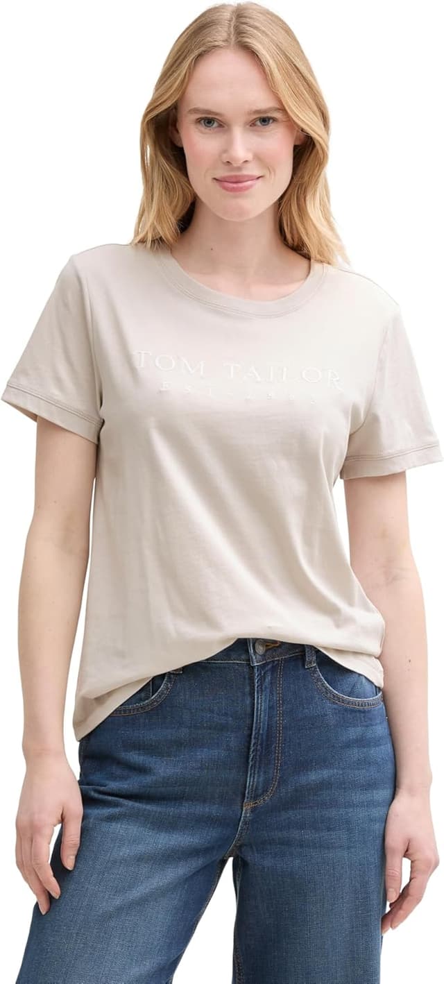 Detalle de TOM TAILOR 1041288 T-shirt da donna: maglietta comoda a maniche corte