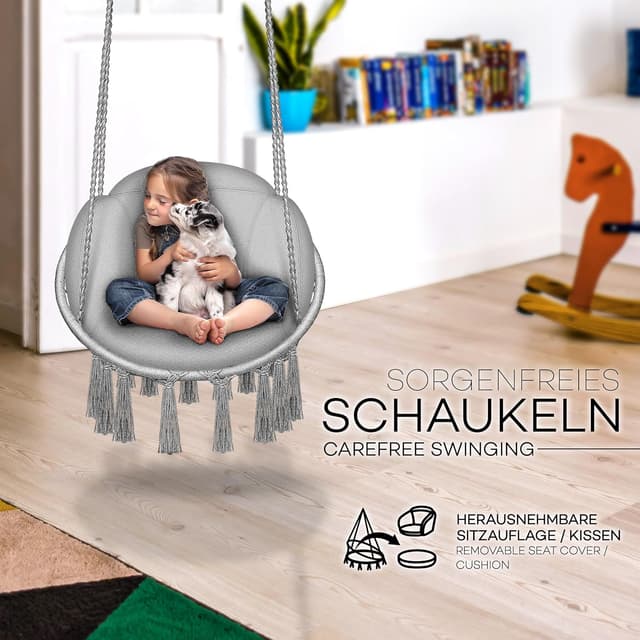 Detalle 2 de tillvex Hängesessel mit großem Kissen bis 200 kg, wetterfester Hängekorb