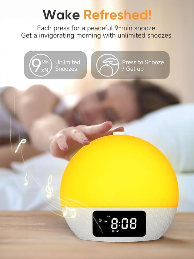 Detalle de Sunrise Alarm Clock wake-up light, 9min snooze