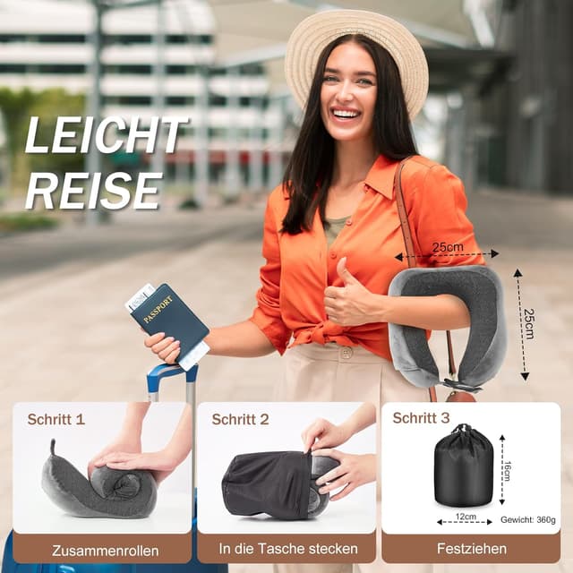 Detalle de Jiancrate Nackenkissen Flugzeug Memory Foam Grau