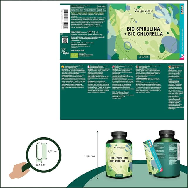 Thumbnail 2 de Vegavero Bio Spirulina Chlorella 240 Kapseln
