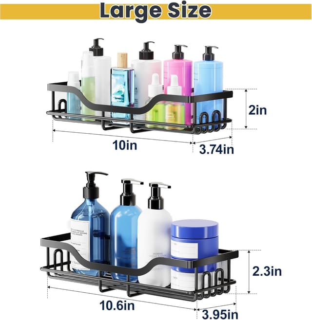 Thumbnail 1 de OMAIRA 3-Pack Shower Caddy — Large Adhesive Bathroom Organizer