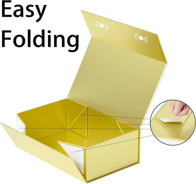 Detalle de Gold 1 Pack Magnetic Closure Collapsible Gift Box (30 x 15 x 10 cm) with Lids