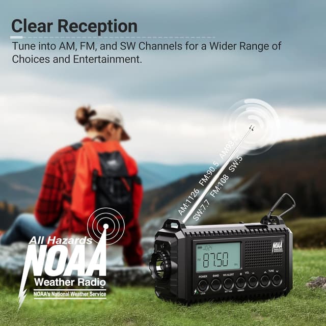 Thumbnail 2 de Auto NOAA Digital 5000 Weather Radio with Backlit LCD Screen