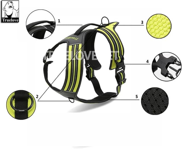 Detalle 2 de Truelove Dog Harness With Handle TLH5551 (Blue) soft padded reflective vest with strong Oxford outer layer