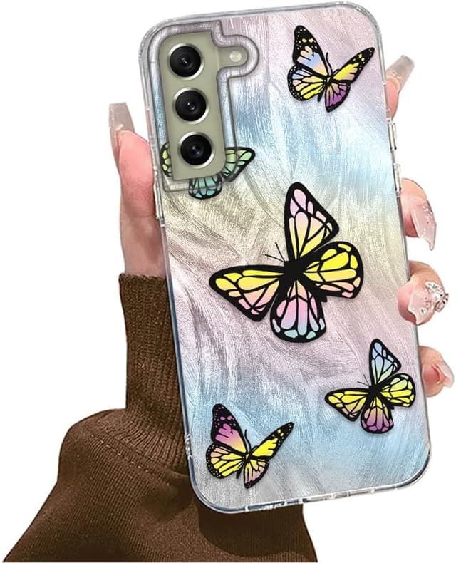 Detalle de Tedyhulle Hülle für Samsung Galaxy S22 Plus – dünne TPU-Softcase mit buntem Schmetterlingsmuster