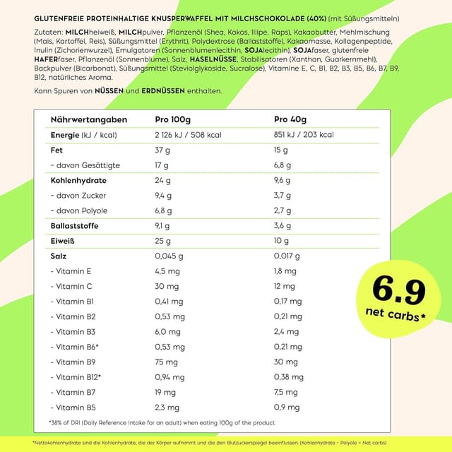 Thumbnail 1 de NICKS Protein Wafer Riegel Haselnuss 203 kcal 🍫