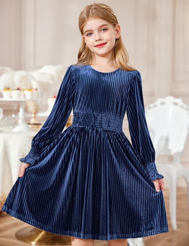 Detalle 2 de Robe en velours scintillant pour filles Arshiner (6 à 13 ans) : robe de fête automne-hiver