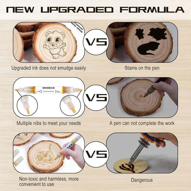 Detalle de kintsukuroi Wooden Burning Marker (2PCS) – double-sided wood burn pen for beginners’ DIY