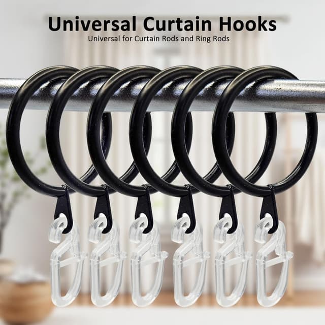 Detalle de JIADEXIN Gardinenhaken Set (100 Stück) – transparente Überklipshaken mit 6-mm-Öse für Vorhangstangen