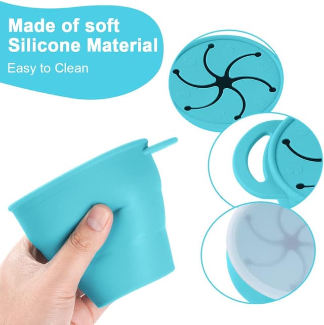 Detalle de Vicloon Tazza per Spuntino 350 ml in silicone senza BPA, contenitore porta snack con maniglia e copertura anti-rovesciamento