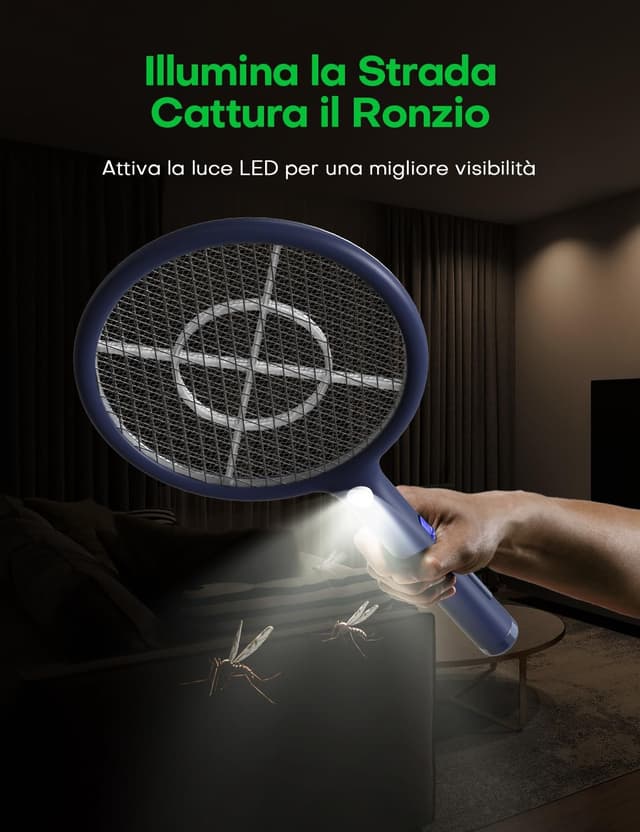 Thumbnail 3 de AROEVE Racchetta Zanzare Elettrica 4000V, 1200mAh