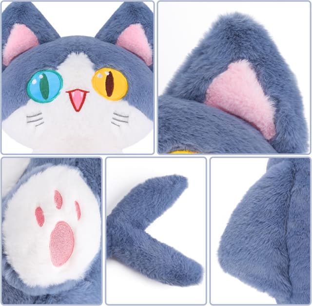 Detalle de Fortuning’s JDS 33.4 inch long shark cat plush pillow (blue)