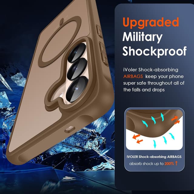 Detalle de iVoler Cover Magnetica per Samsung Galaxy S26 5G con MagSafe e 2 vetri temperati, marrone chiaro opaca anti-impronte