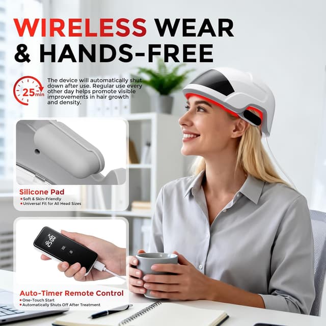 Detalle 2 de OVEKPA Red Light Therapy Laser Cap for Hair Growth (FDA-cleared) — at-home LLLT for men & women