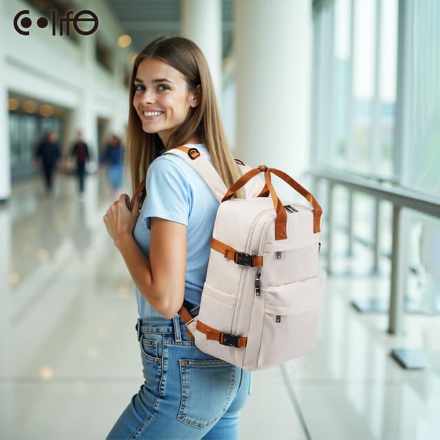 Thumbnail 6 de COOLIFE Sac de cabine et sac à dos de voyage 40×20×25 cm (format cabine) avec poches et emplacement ordinateur 13,3 pouces