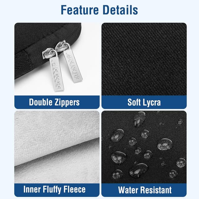 Detalle de MOSISO Laptop Hülle Tasche 14 Zoll aus Neopren – kompatibel mit HP, Lenovo, Dell & mehr (inkl. Zubehör-Etui), Schwarz