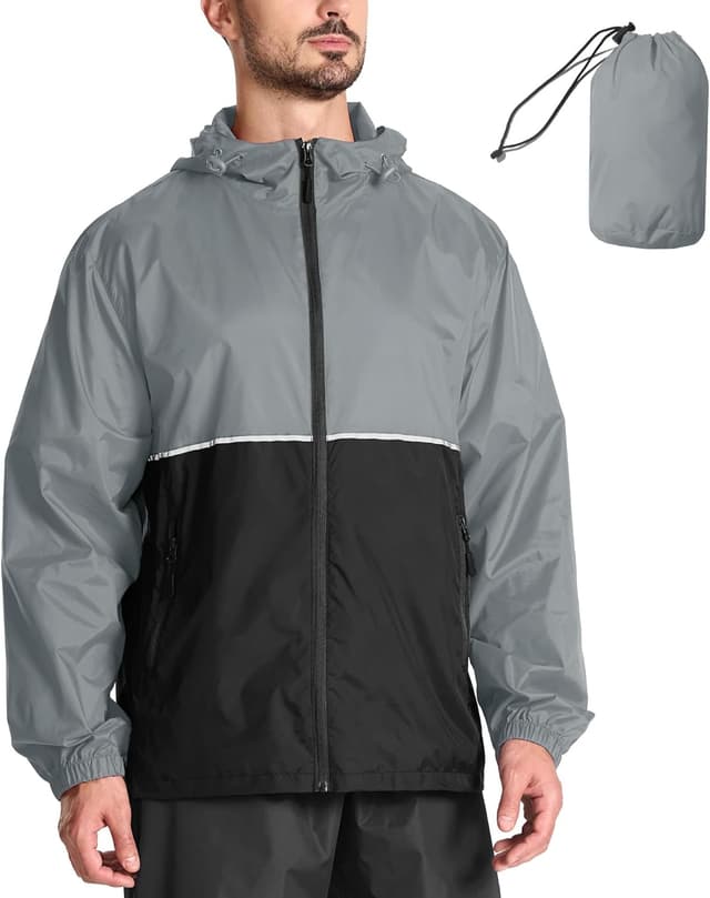 Detalle de SwissWell Men’s Lightweight Waterproof Packable Rain Jacket (Water-Resistant, Windproof, Breathable)