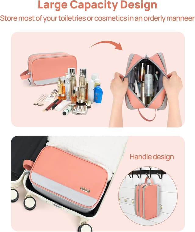 Detalle de Carttiya Trousse de toilette femme de voyage grande capacité 8,79 L imperméable et suspendue (violet)