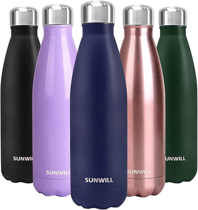 Detalle de SUNWILL insulated stainless steel water bottle 500ml with vacuum insulation and leak-proof twist lid
